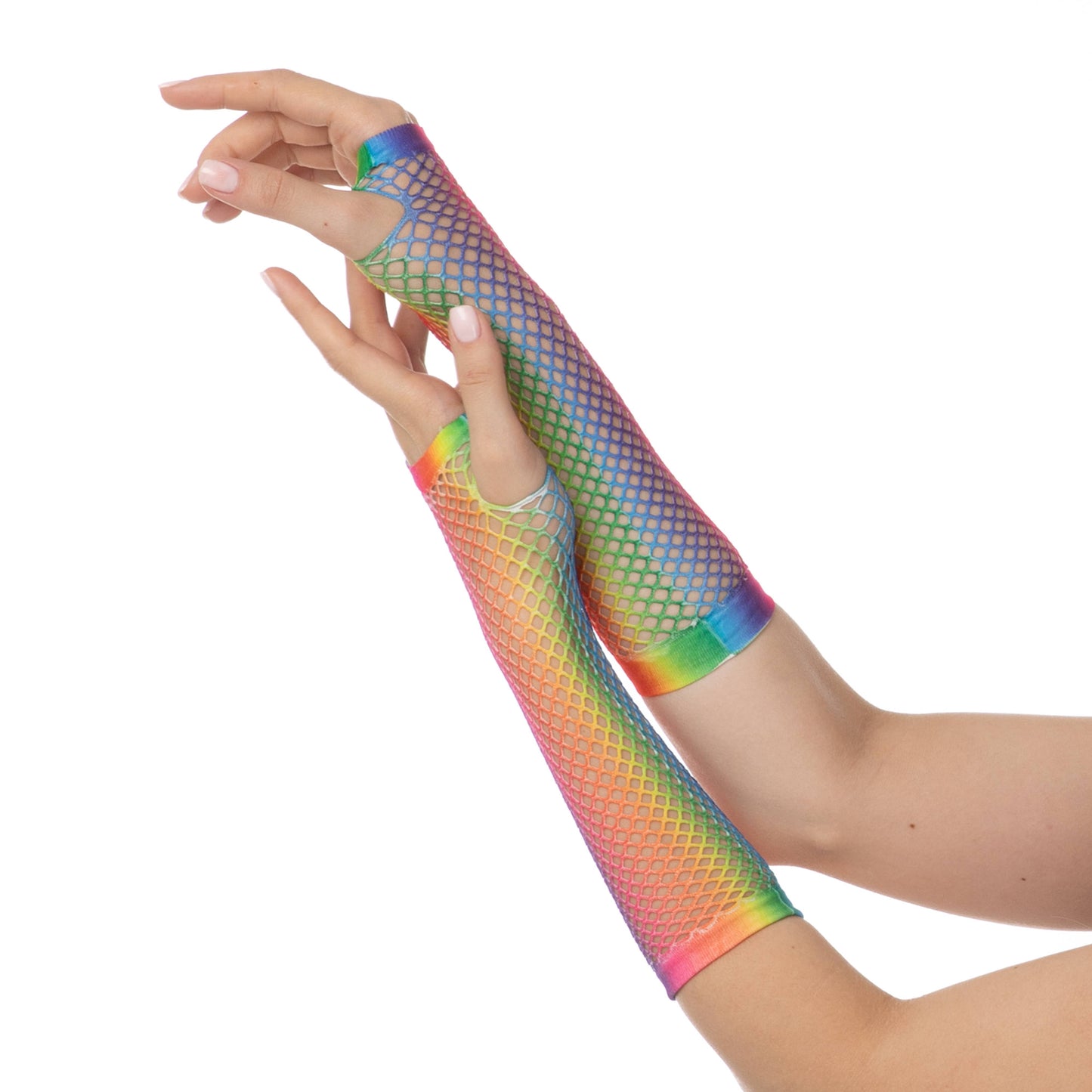Fishnet Gloves 1980s Rave Hen Party Neon Fancy Dress Costume: Pink