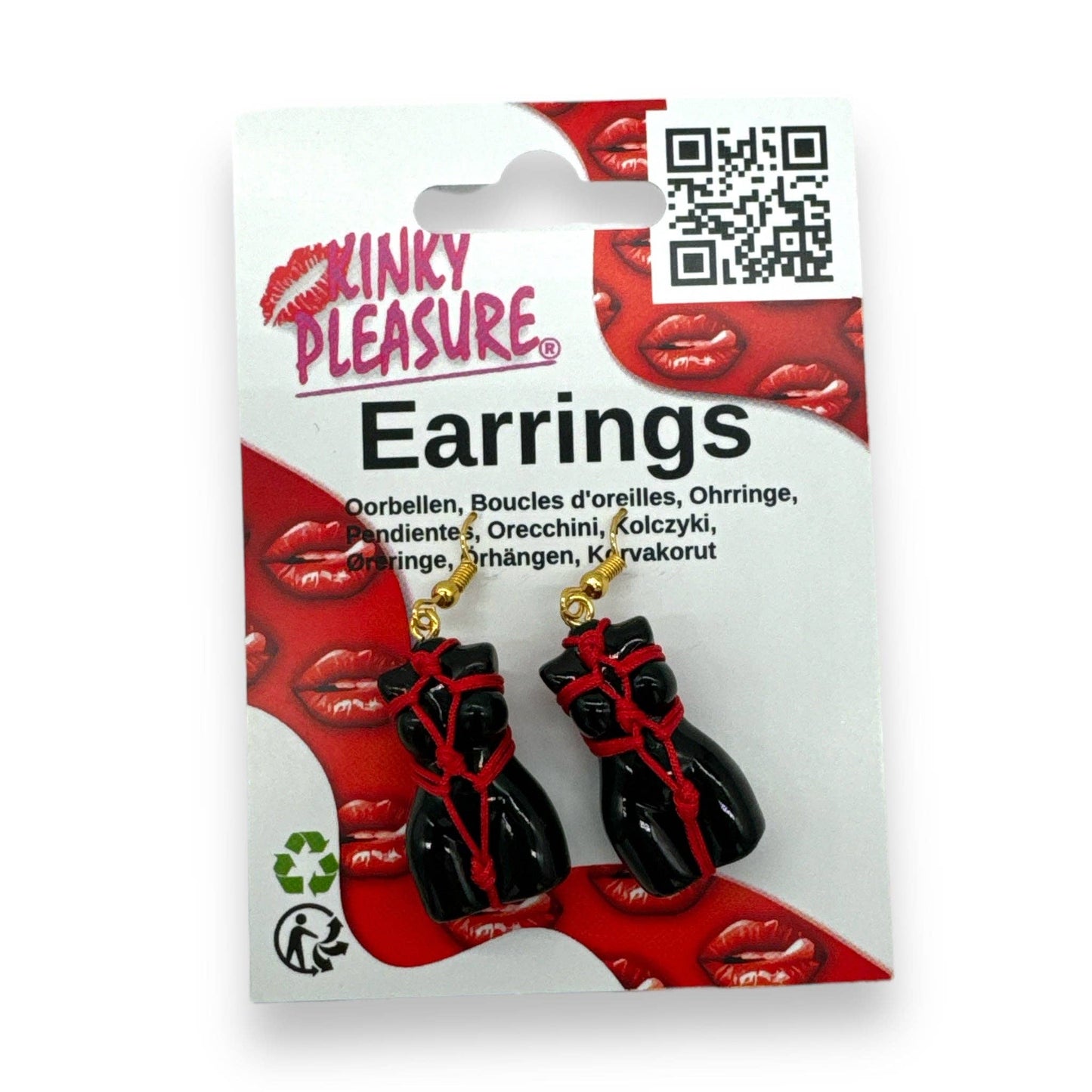 Kinky Pleasure - T007 - Earrings - Sexy Woman Shaped Body (Bondage Girl)