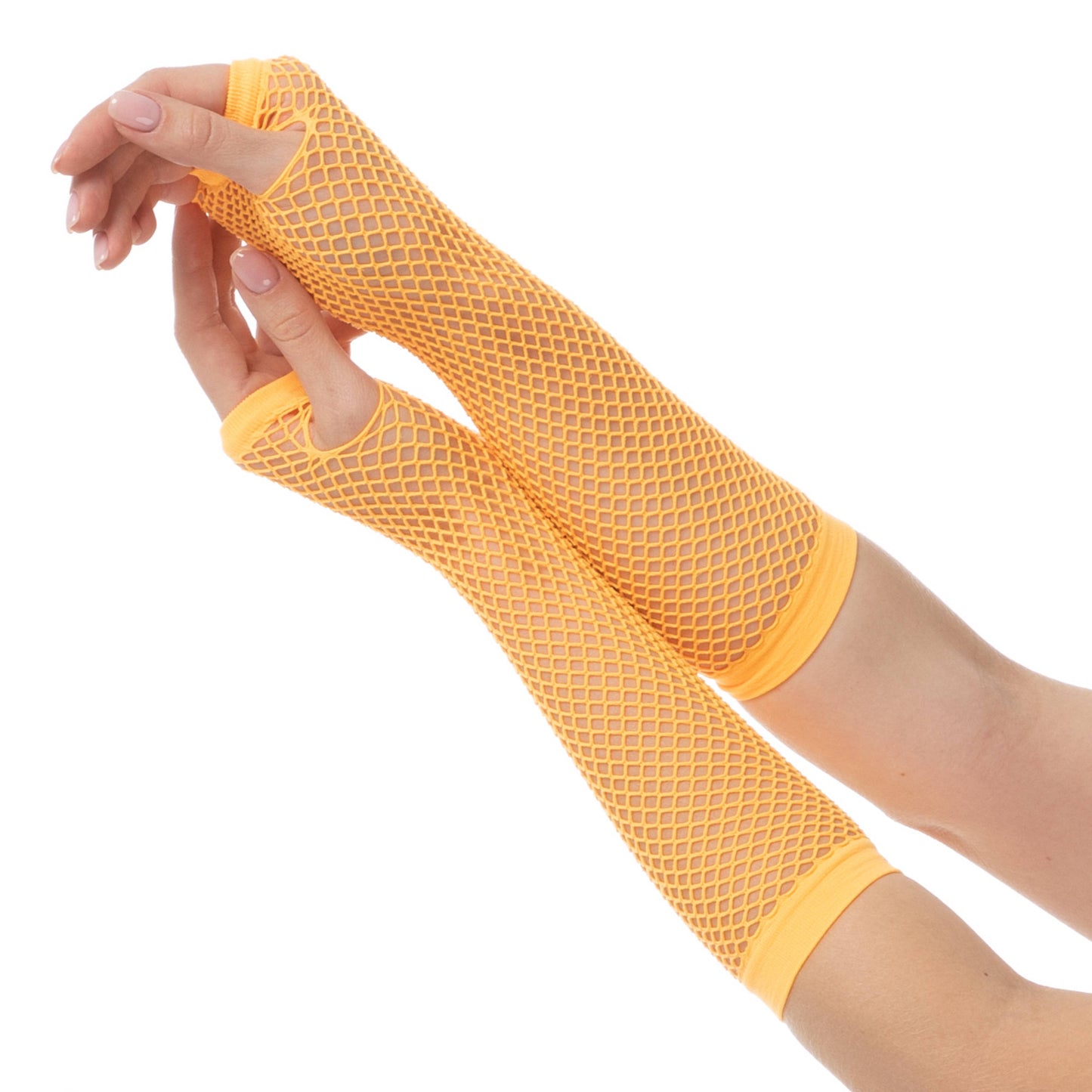 Fishnet Gloves 1980s Rave Hen Party Neon Fancy Dress Costume: Yellow