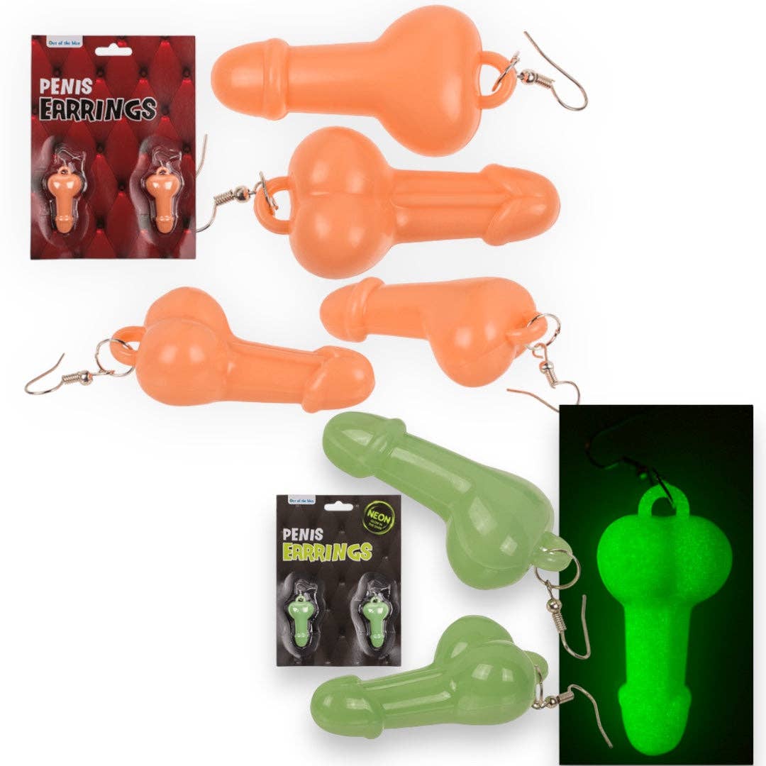 Kinky Pleasure - OB097/98 - Penis Earring 1 Pair 2 Models: GLOW IN THE DARK