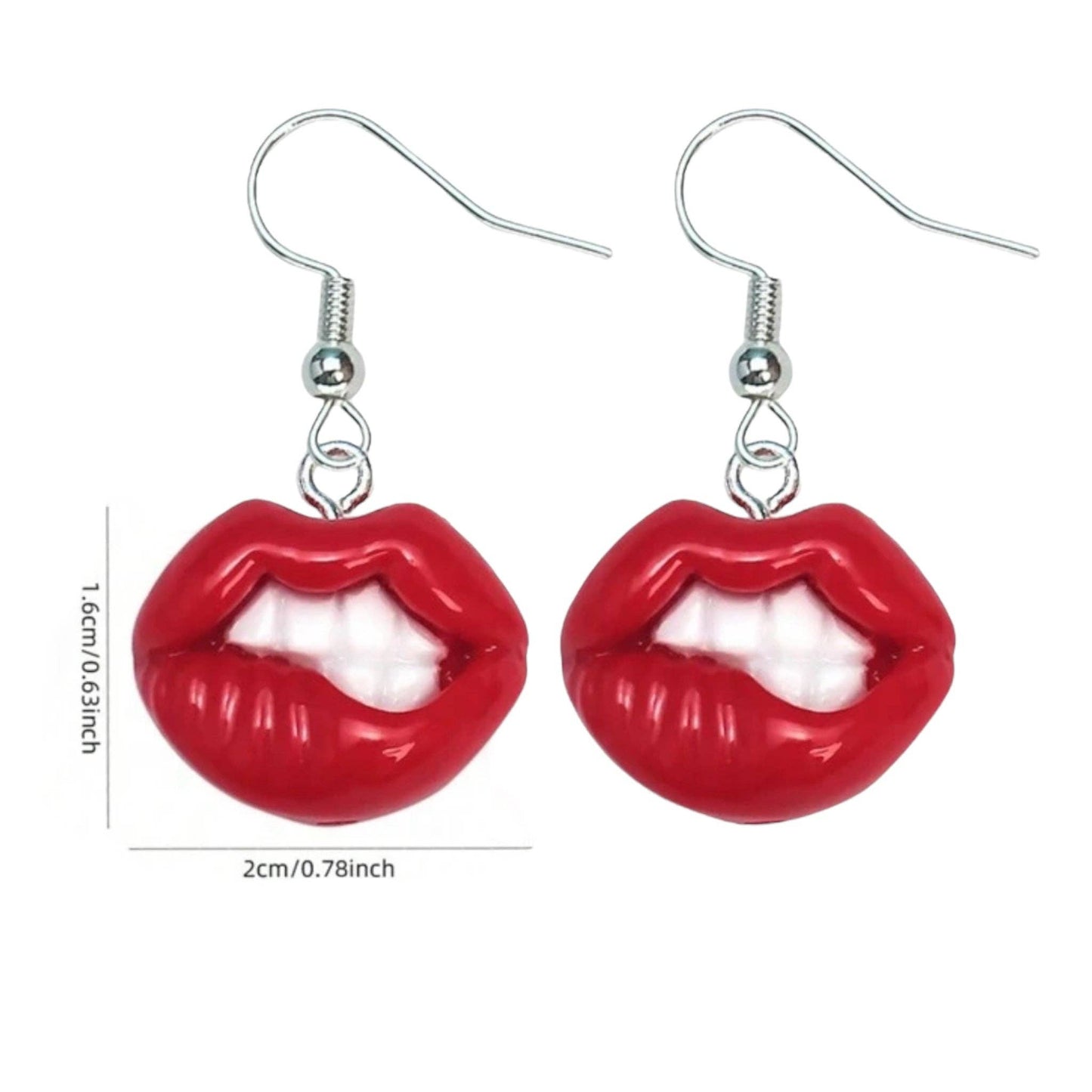 Kinky Pleasure - S033 - Earrings - Sexy Lips In Black & Red