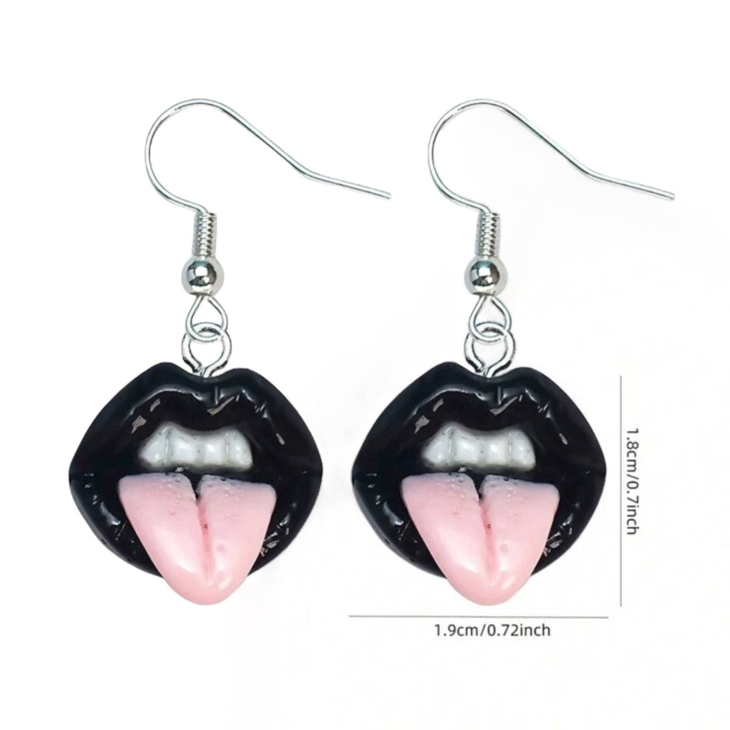 Kinky Pleasure - S033 - Earrings - Sexy Lips In Black & Red