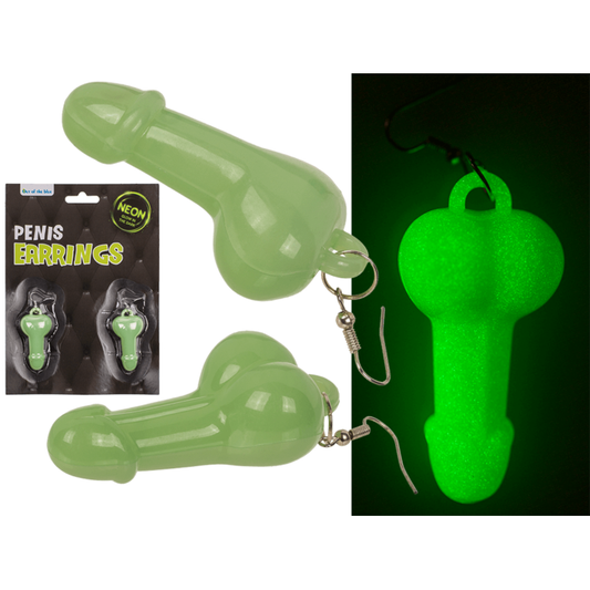 Kinky Pleasure - OB097/98 - Penis Earring 1 Pair 2 Models: GLOW IN THE DARK