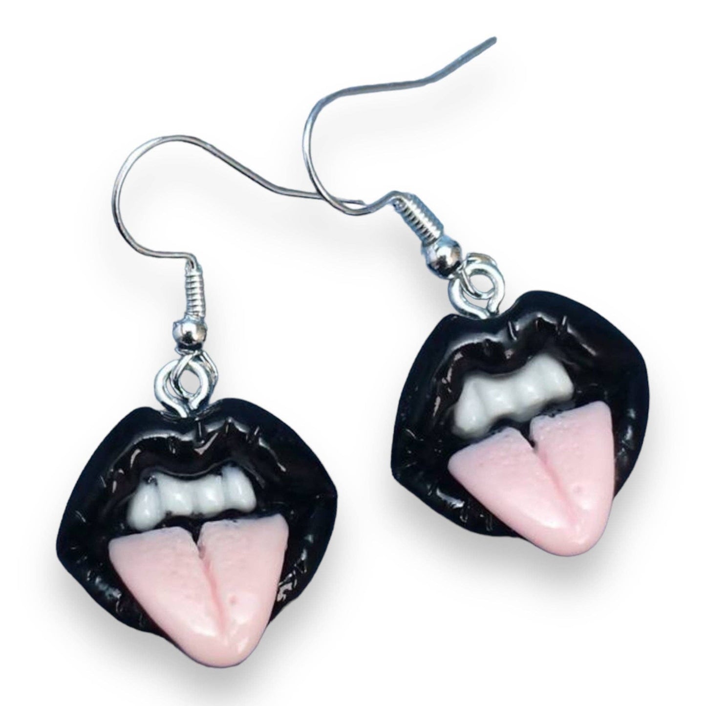 Kinky Pleasure - S033 - Earrings - Sexy Lips In Black & Red