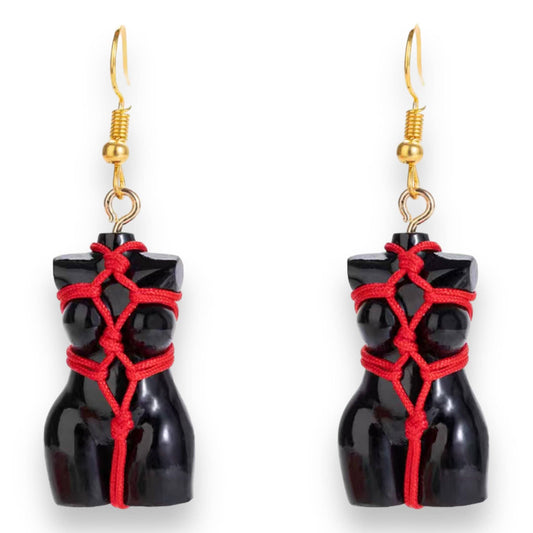 Kinky Pleasure - T007 - Earrings - Sexy Woman Shaped Body (Bondage Girl)