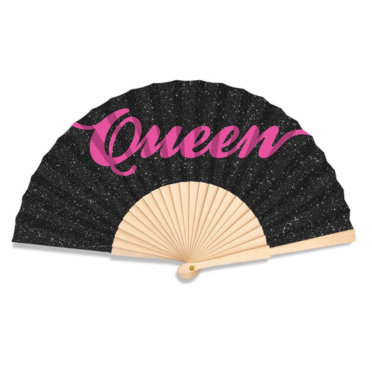 Queen Black Glitter 23cm fan