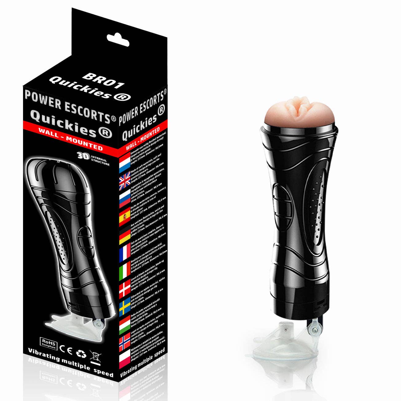 Power Escorts - BR01 - Quickies Wallmounted Masturbator - 7-Speed - 24 CM