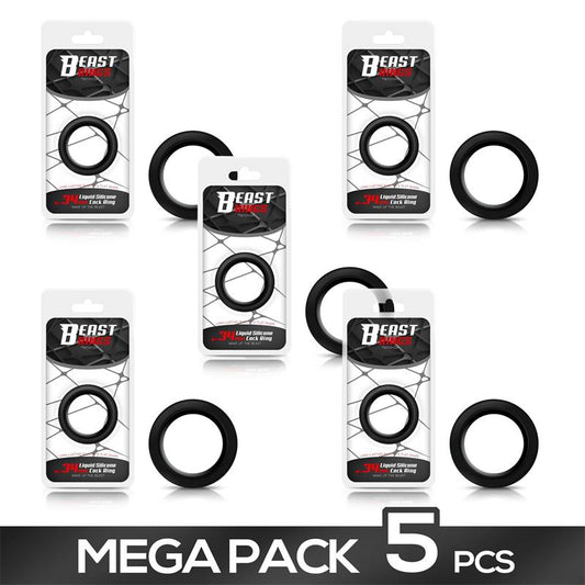 Pack of 5 Liquid Silicone Cock Ring 3.4 cm